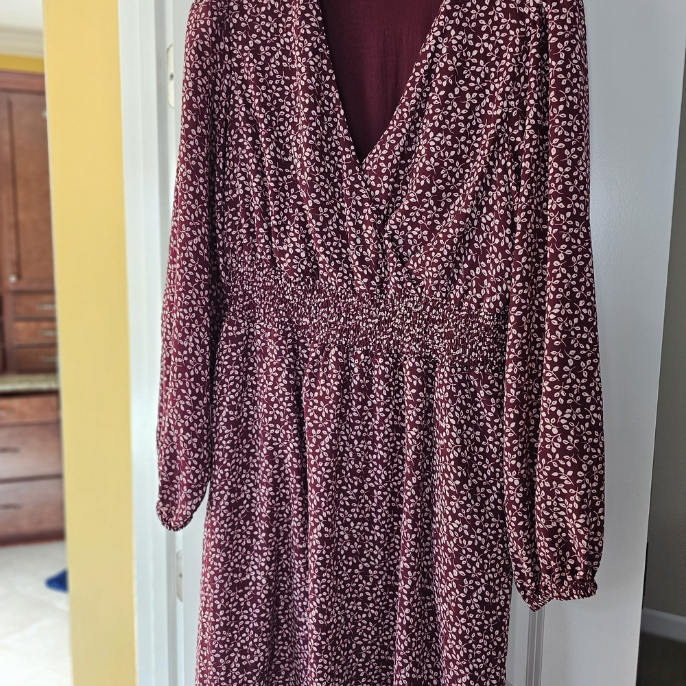 Draper James Burgundy Long Sleeve Dress